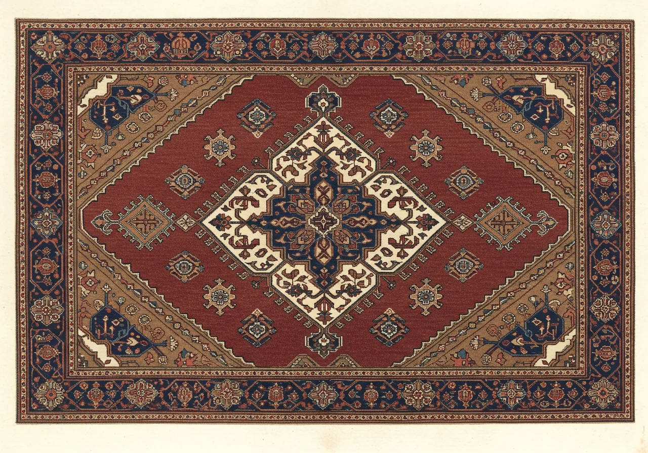 A Hamadan rug — the village production from the city to the south of Bidjar, single-weft Hamadan construction, rust / camel earth-tone palette, looser knot and lighter handle than Bidjar