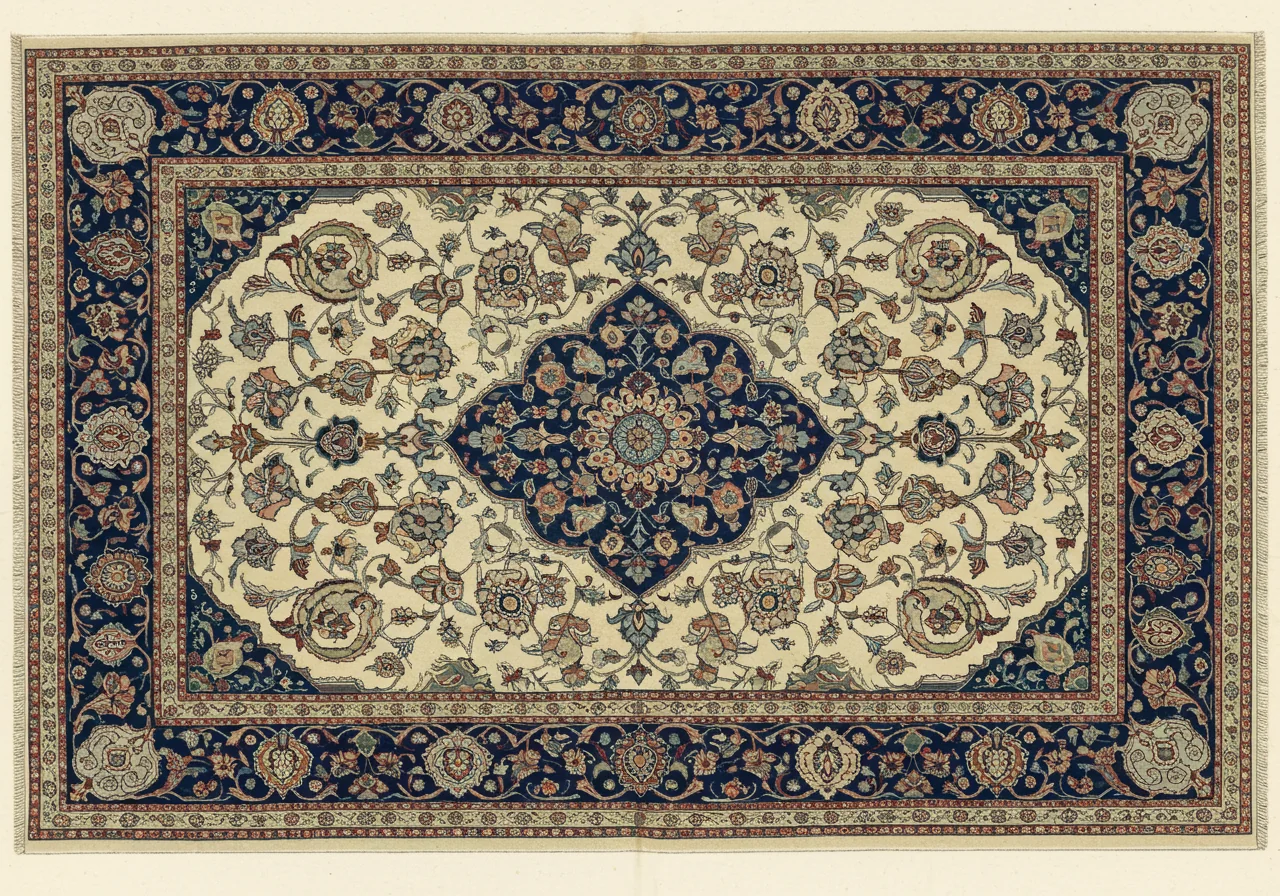 A Tabriz city-workshop rug — the regional city workshop, designed by named master-designers rather than woven on the village or commercial-workshop loom, finer knot but markedly lighter handle than Bidjar