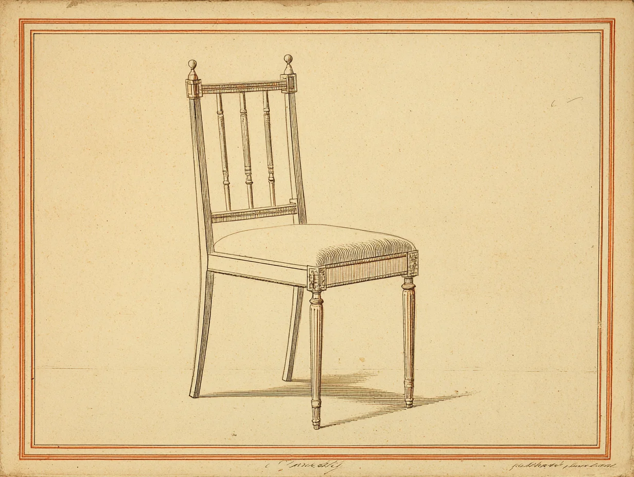 A Sheraton chair — the immediate predecessor in the English neoclassical succession
