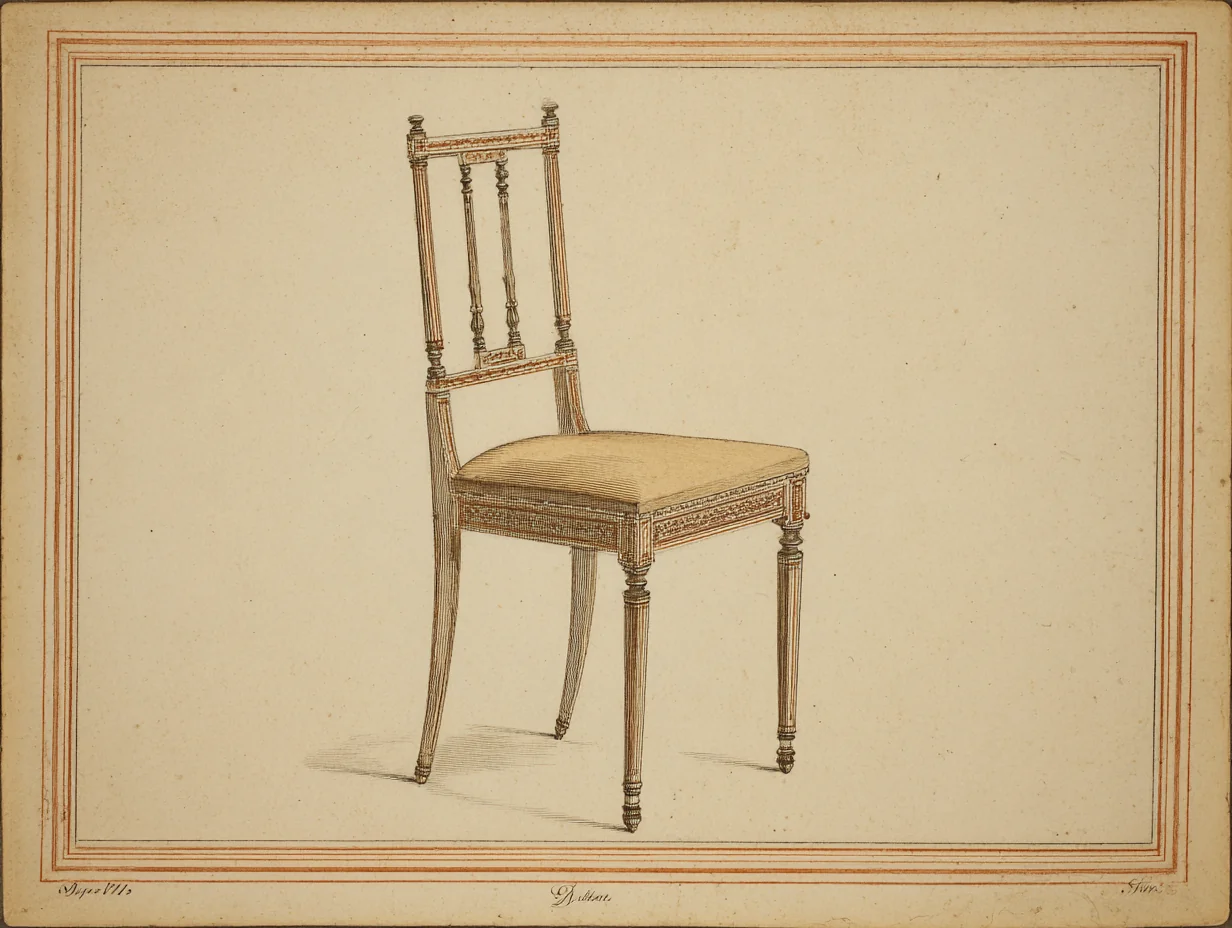 A Sheraton rectangular-back chair — predecessor with pale satinwood and inlay rather than rosewood and brass