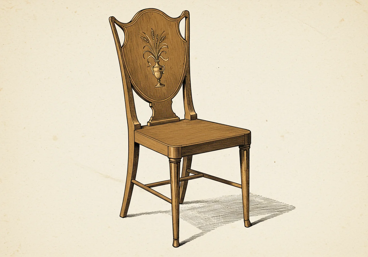 An American Federal chair — the colonial American descendant of Hepplewhite, often almost-indistinguishable from English at first glance