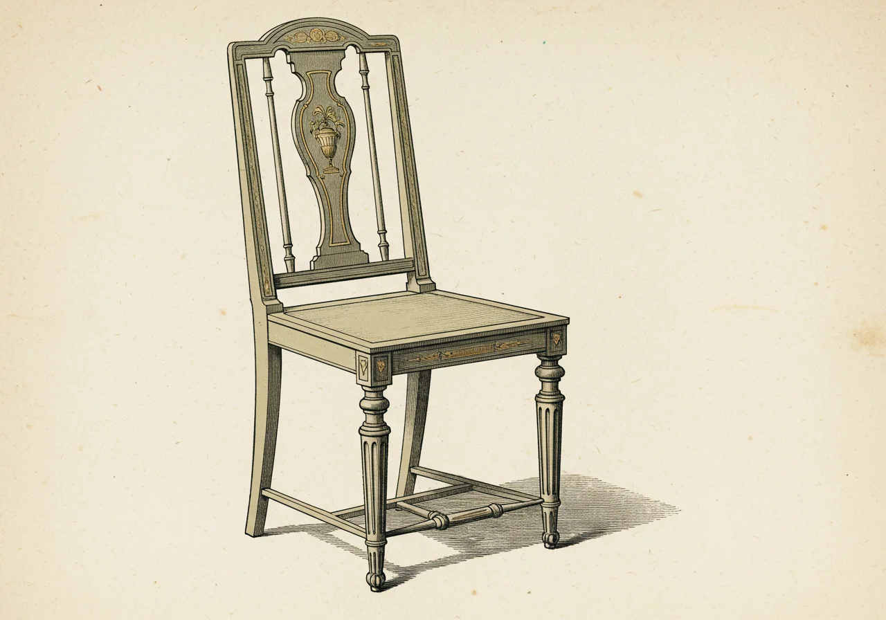 A Sheraton chair — the immediate English successor with rectangular back rather than shield, often greater inlay
