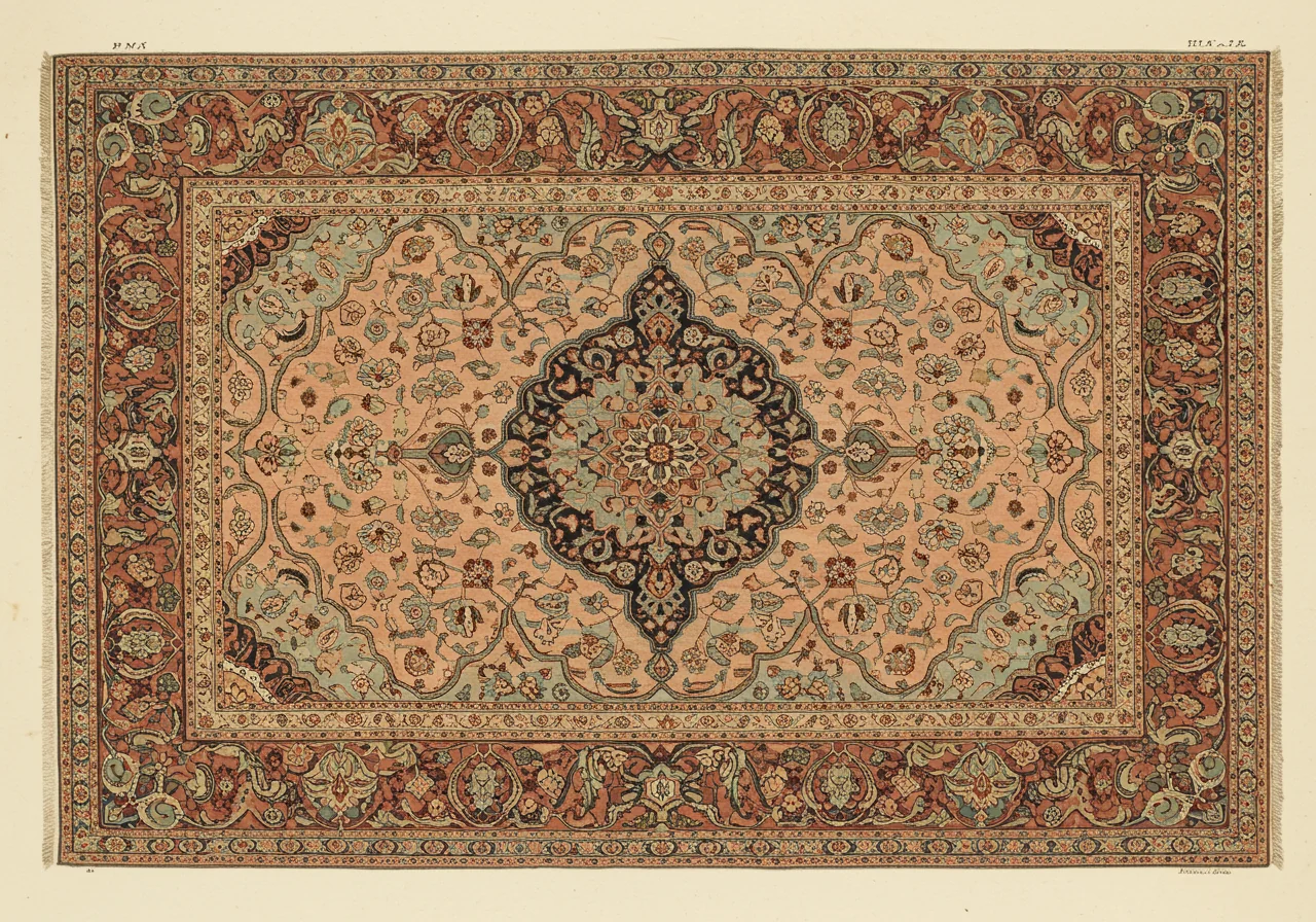 A Tabriz silk-warp Hadji Jalili rug — the Persian court counterpart whose vocabulary the Ottoman court emulated