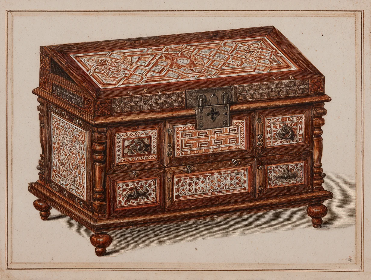 A Spanish Mudejar cabinet — Iberian Islamic-influenced geometric inlay tradition