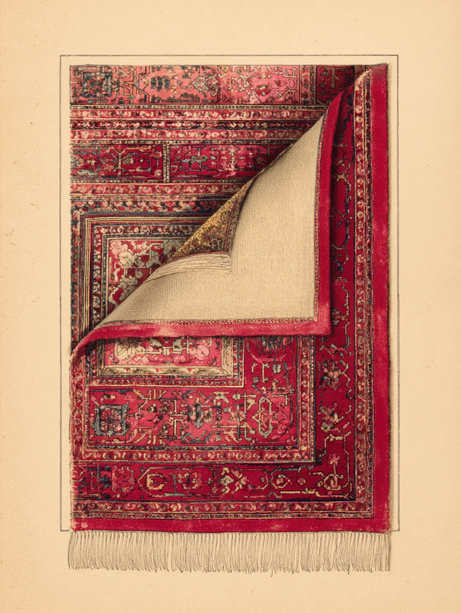 A close detail of a Karabagh knot-back — wool warp, wool weft, symmetric knot at Caucasian density