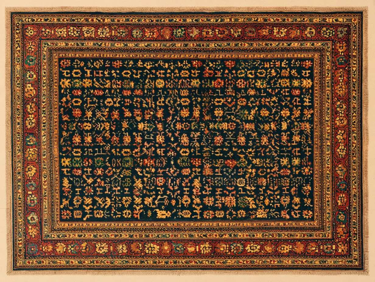 A Kuba rug — eastern Caucasian with dense allover small-pattern, dark navy / teal ground