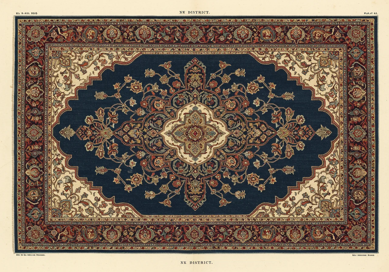 A Tabriz city-workshop rug — northwestern city workshop counterpart to Kashan, frequently pale-ivory ground in the Hadji Jalili variant, fine knot at distinct district provenance
