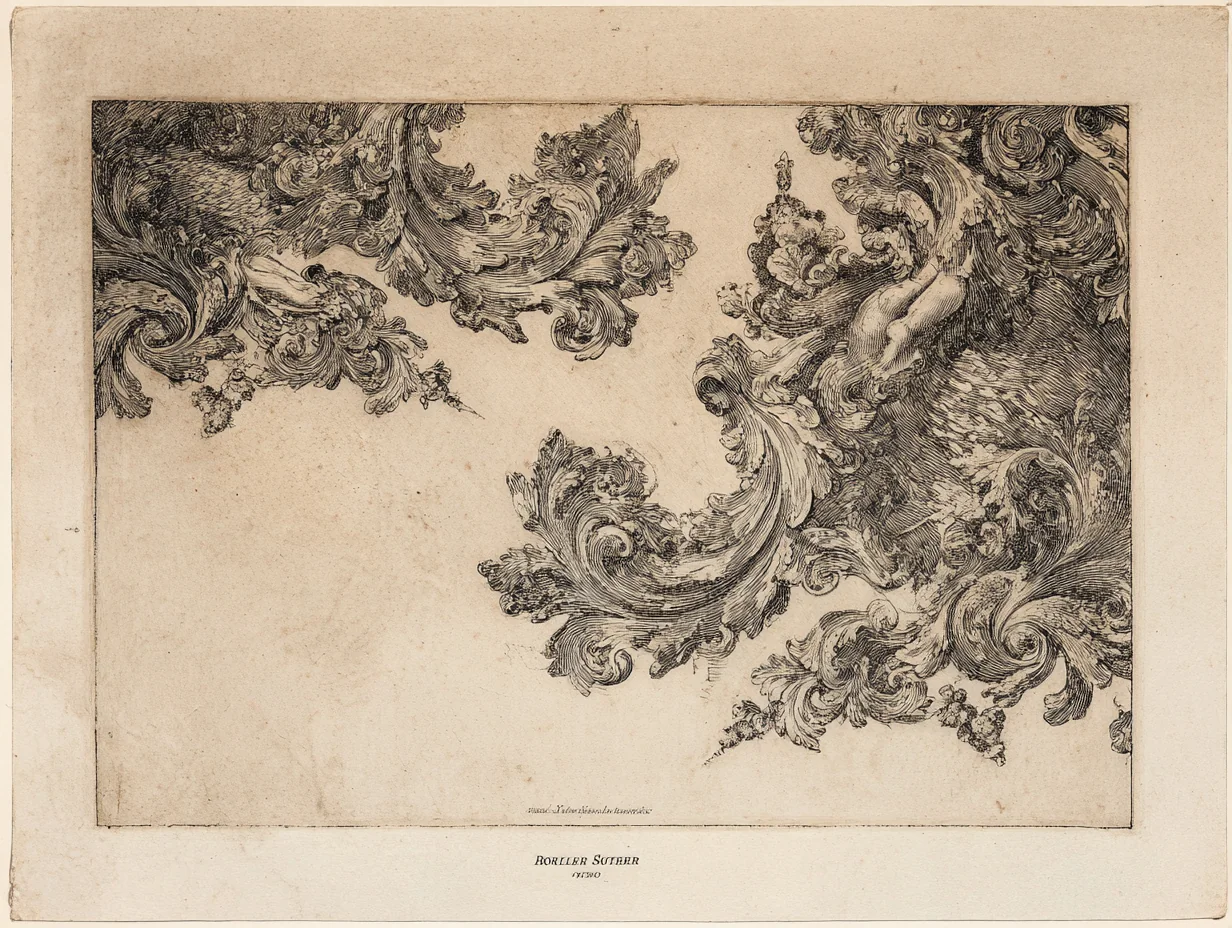 A close detail of Louis XIV Boulle marquetry — tortoiseshell-and-brass arabesque inlay, the première-partie register against which the contre-partie is cut