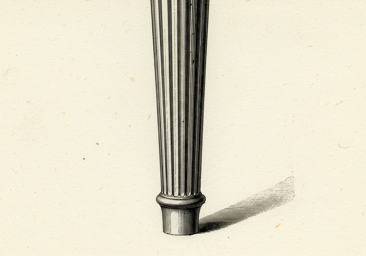 A close detail of a Sheraton turned and reeded round-section leg