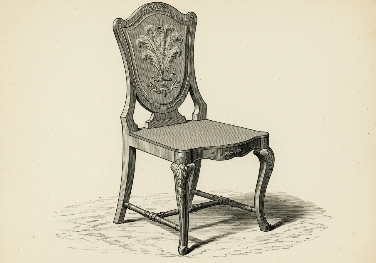 A Hepplewhite shield-back chair — predecessor with shield back rather than rectangle