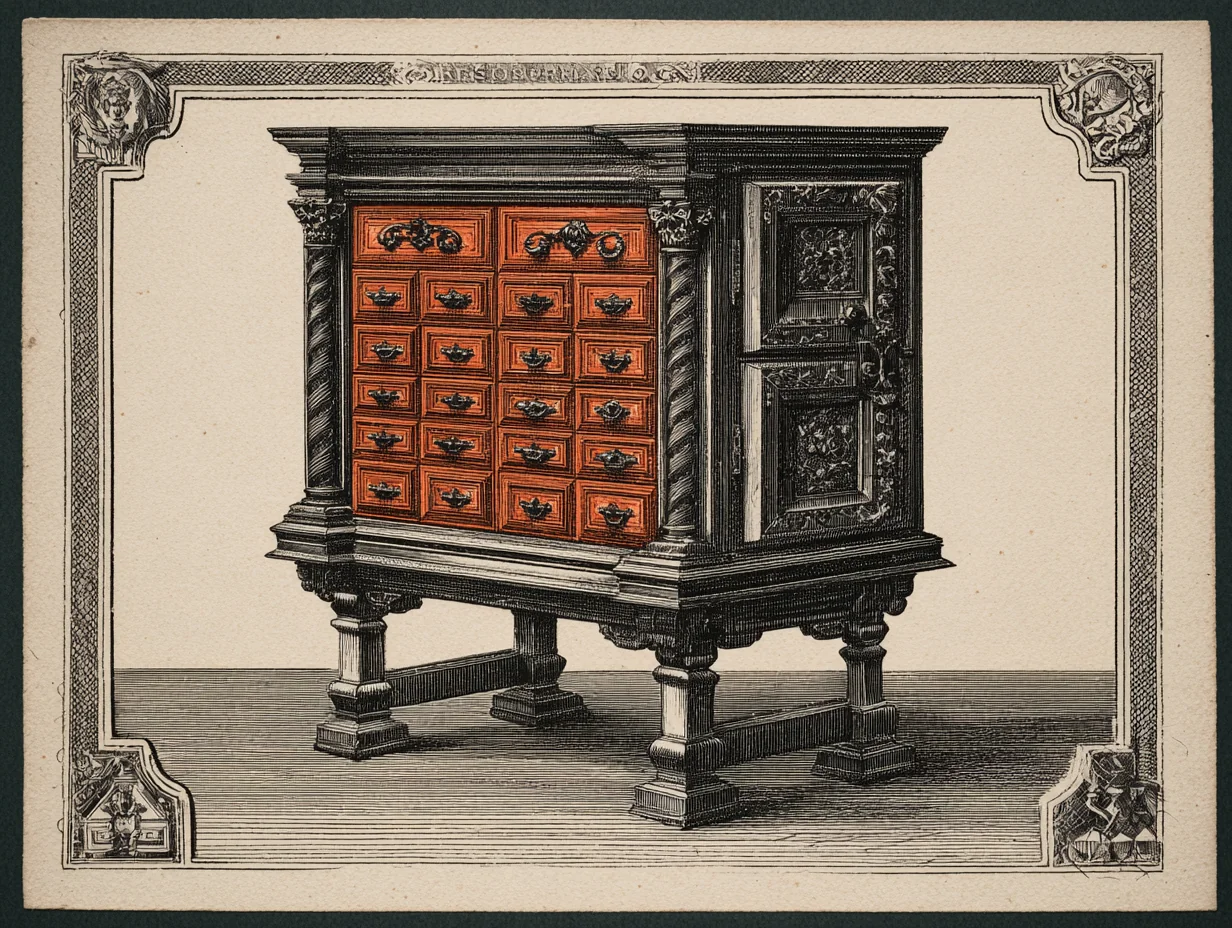 A Portuguese Baroque cabinet — Iberian-Atlantic sibling with colonial Brazilian rosewood and similar iron-studded construction