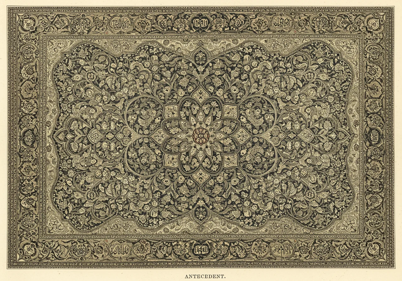 A Safavid-era Tabriz court carpet in the tradition of the Ardabil — elaborate central medallion, dense allover field of curvilinear ornament, the formal vocabulary the modern Tabriz tradition descends from