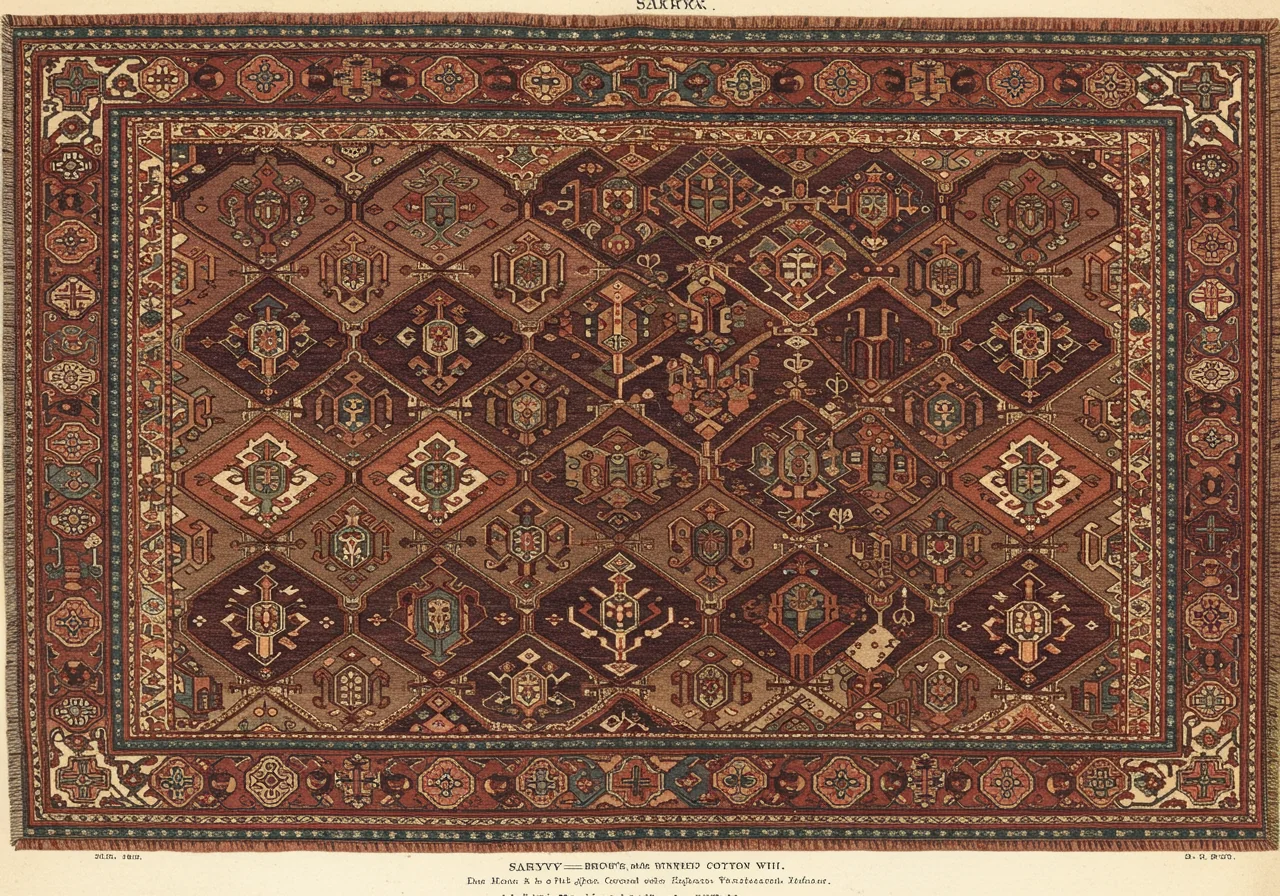 A Saryk rug — Turkmen tribe with distinct gül and reddish-brown palette