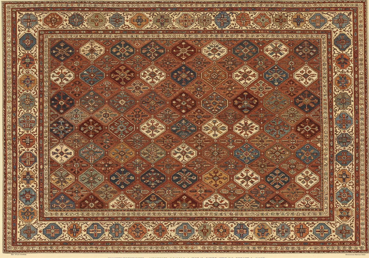 A Yomut rug — the eastern Turkmen tribe with distinct kepse and dyrnak güls, different proportions